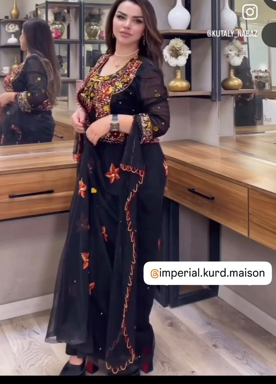 Gold and Black Full-Length Dress